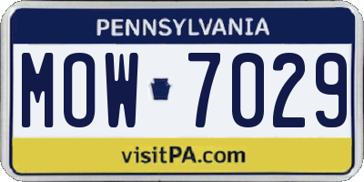 PA license plate MOW7029