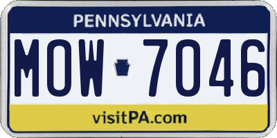 PA license plate MOW7046