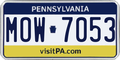PA license plate MOW7053