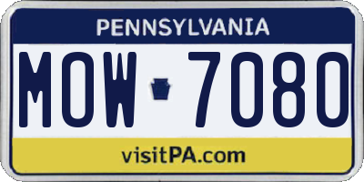 PA license plate MOW7080