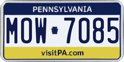 PA license plate MOW7085