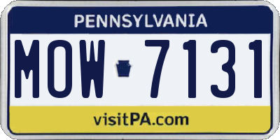 PA license plate MOW7131