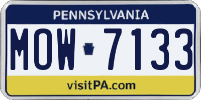 PA license plate MOW7133