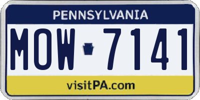 PA license plate MOW7141