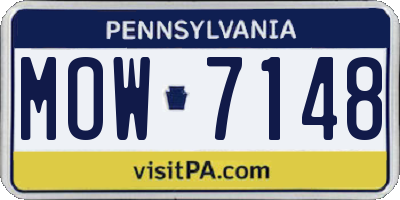 PA license plate MOW7148