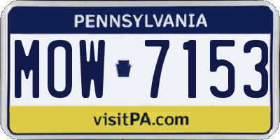 PA license plate MOW7153