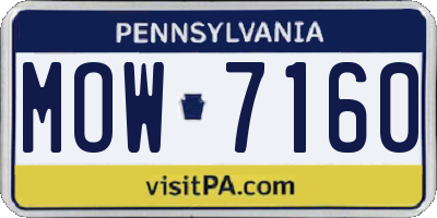 PA license plate MOW7160