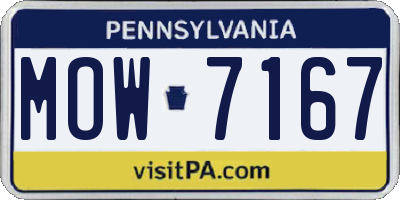 PA license plate MOW7167