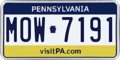 PA license plate MOW7191