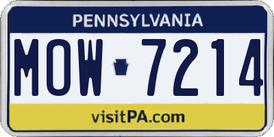 PA license plate MOW7214