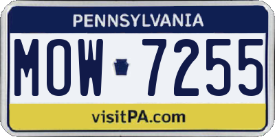 PA license plate MOW7255