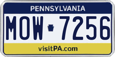 PA license plate MOW7256