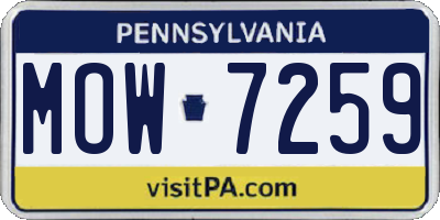 PA license plate MOW7259