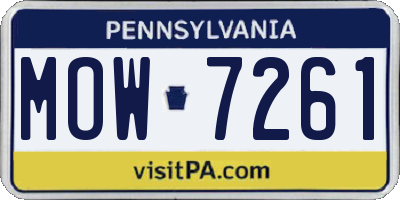 PA license plate MOW7261