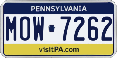 PA license plate MOW7262