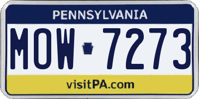 PA license plate MOW7273