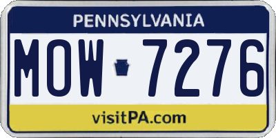 PA license plate MOW7276