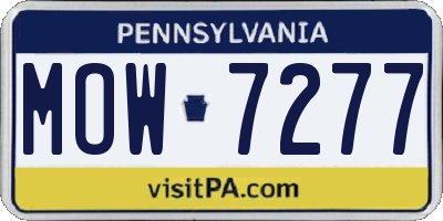 PA license plate MOW7277