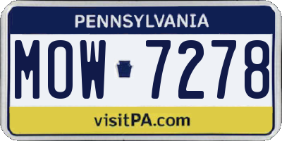 PA license plate MOW7278