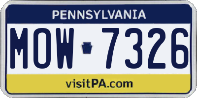 PA license plate MOW7326