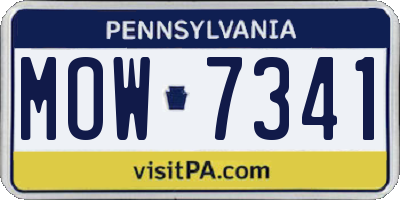 PA license plate MOW7341