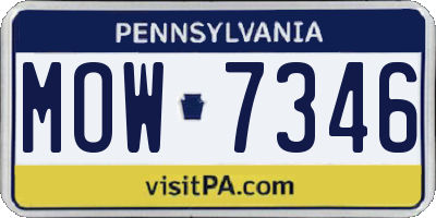 PA license plate MOW7346