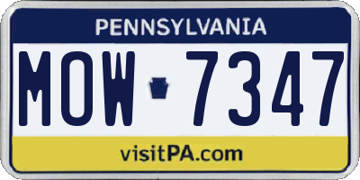 PA license plate MOW7347