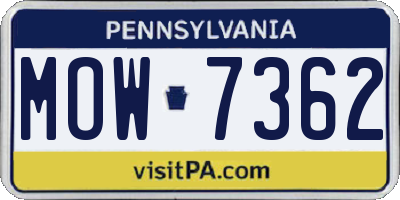 PA license plate MOW7362