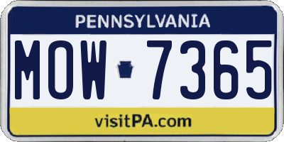 PA license plate MOW7365