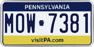 PA license plate MOW7381