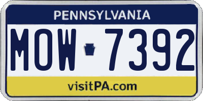 PA license plate MOW7392