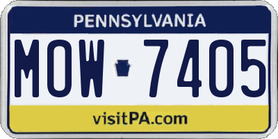 PA license plate MOW7405