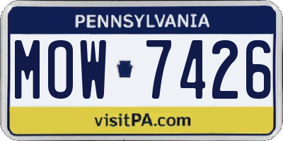 PA license plate MOW7426