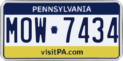 PA license plate MOW7434