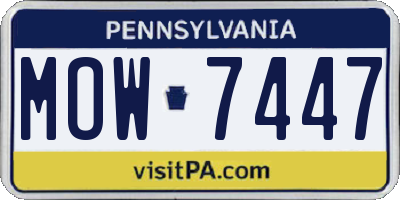 PA license plate MOW7447