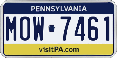PA license plate MOW7461