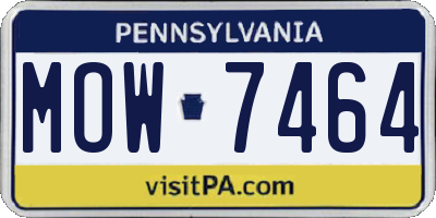 PA license plate MOW7464