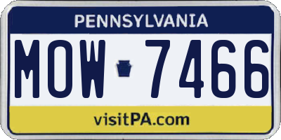 PA license plate MOW7466