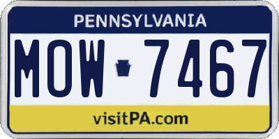PA license plate MOW7467