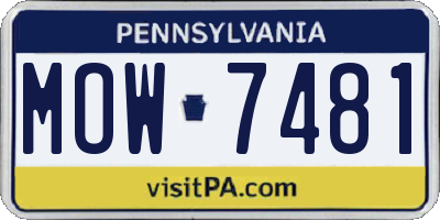 PA license plate MOW7481