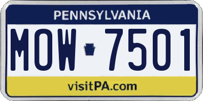 PA license plate MOW7501
