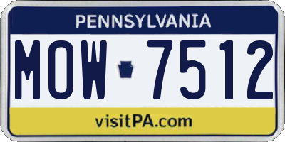 PA license plate MOW7512