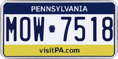 PA license plate MOW7518