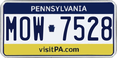 PA license plate MOW7528