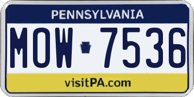PA license plate MOW7536
