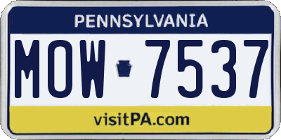 PA license plate MOW7537