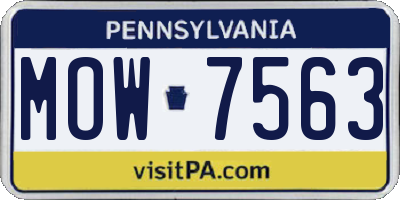 PA license plate MOW7563