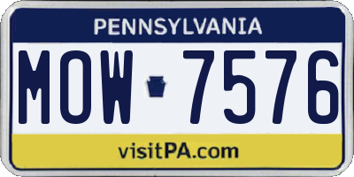 PA license plate MOW7576