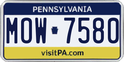 PA license plate MOW7580