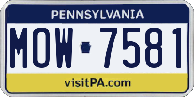 PA license plate MOW7581